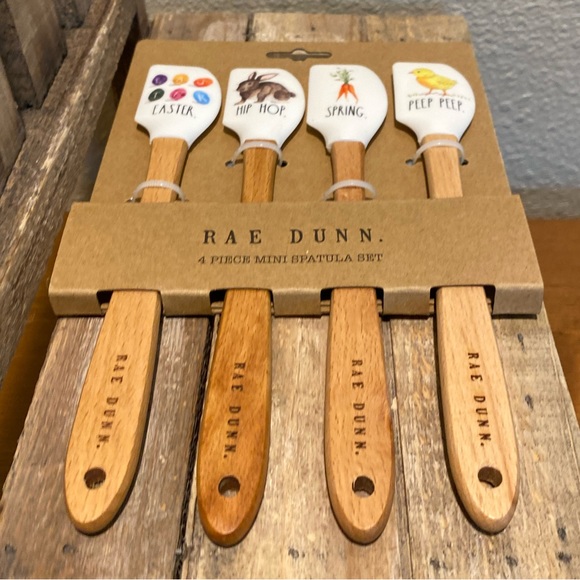 Rae Dunn Easter Mini Silicone Spatulas Wooden Handles Set Of 4, Easter Spatulas - Picture 10 of 12